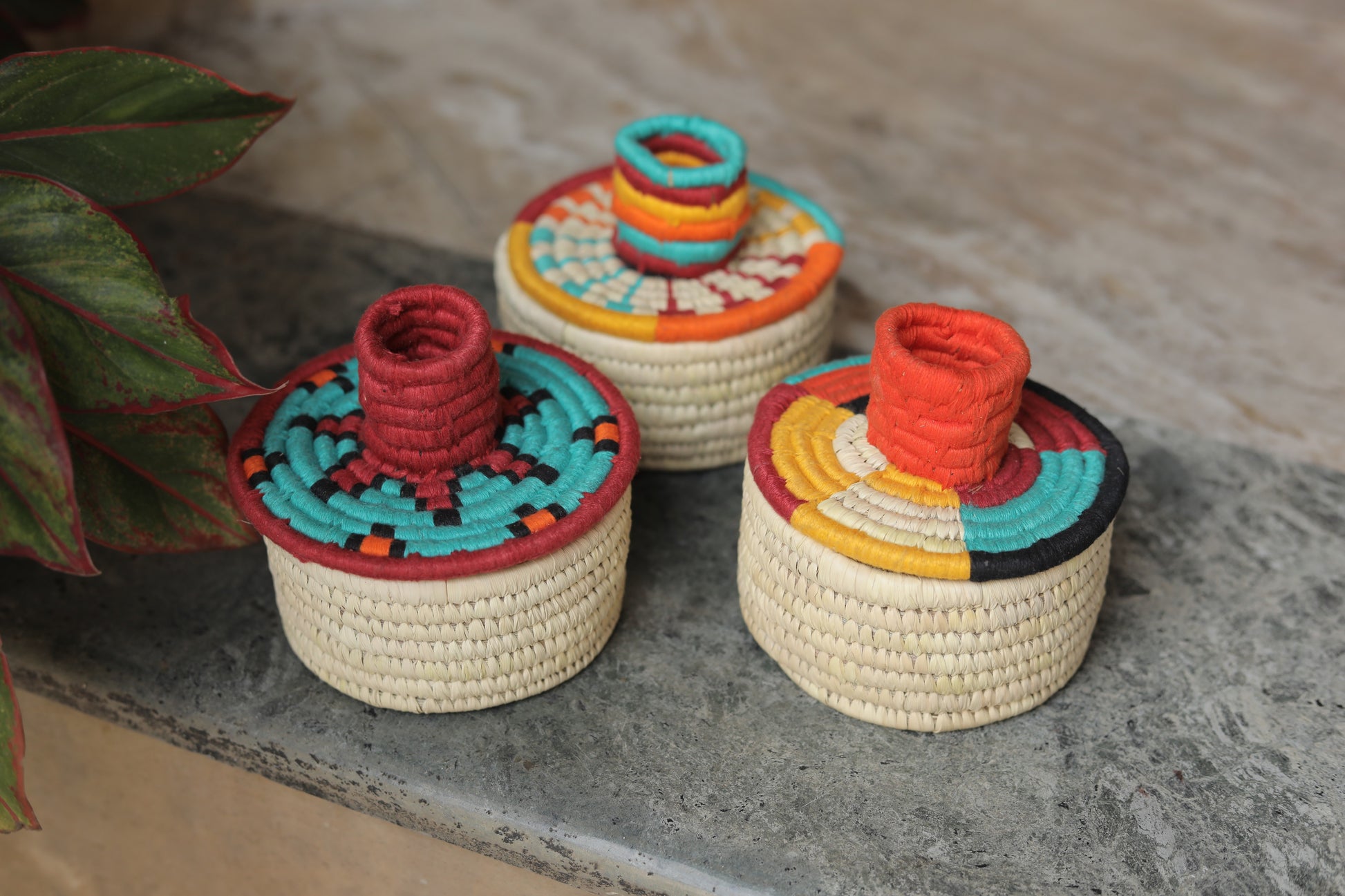 Handwoven Palette Pop Set of 3 Storage Baskets From KalaGhar