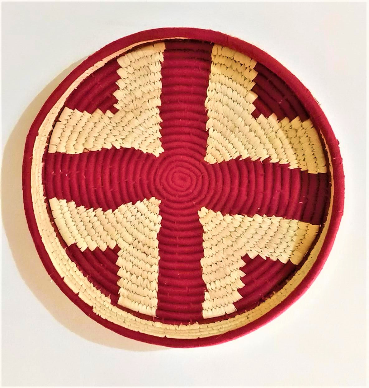 Wall-Basket-Set-Sabai Grass-Maroon-Natural