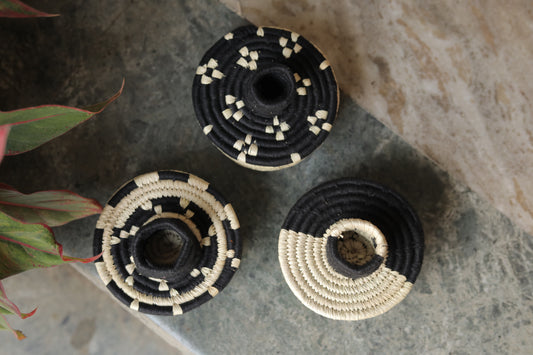 Handwoven Yin & Yang Set of 3 Storage Baskets
