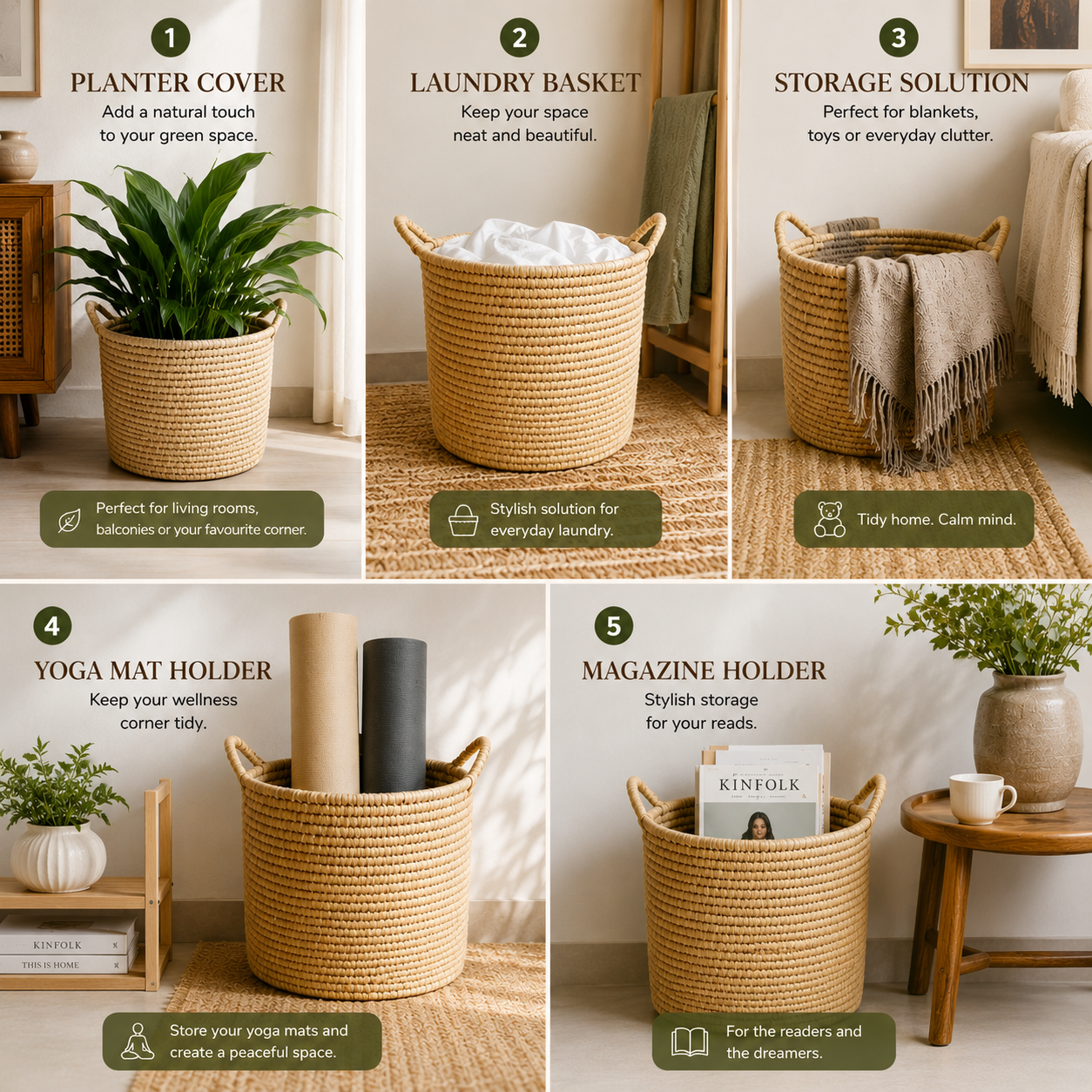 Handwoven Storage Basket In Natural