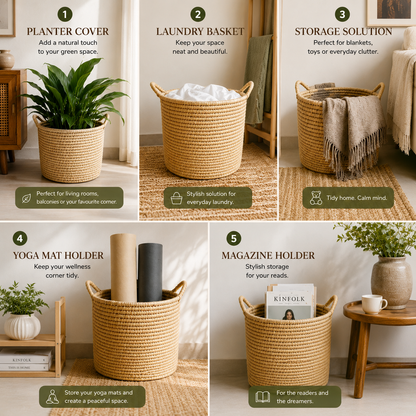 Handwoven Storage Basket In Natural