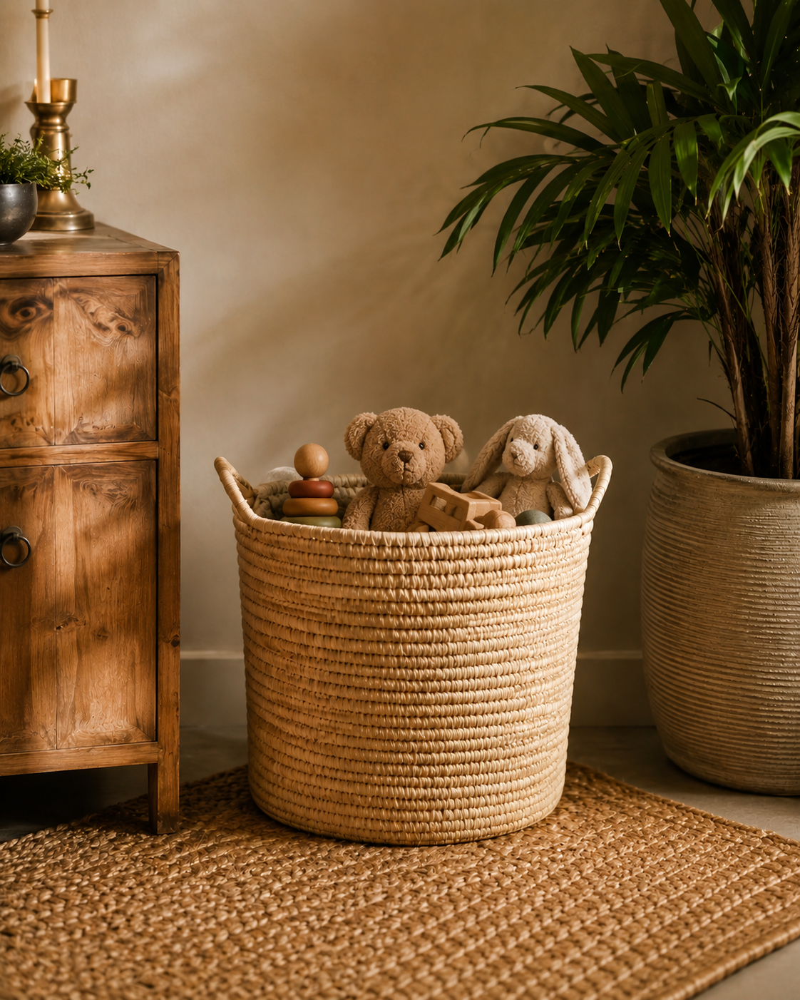Handwoven Storage Basket In Natural