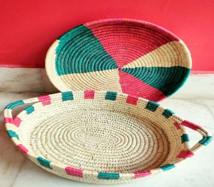 Patterned Woven Fruit and Bread Basket - Set of 2 | KalaGhar