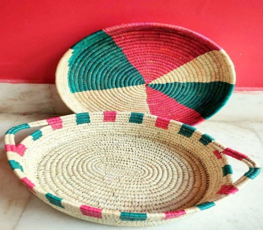 Patterned Woven Fruit and Bread Basket - Set of 2 | KalaGhar
