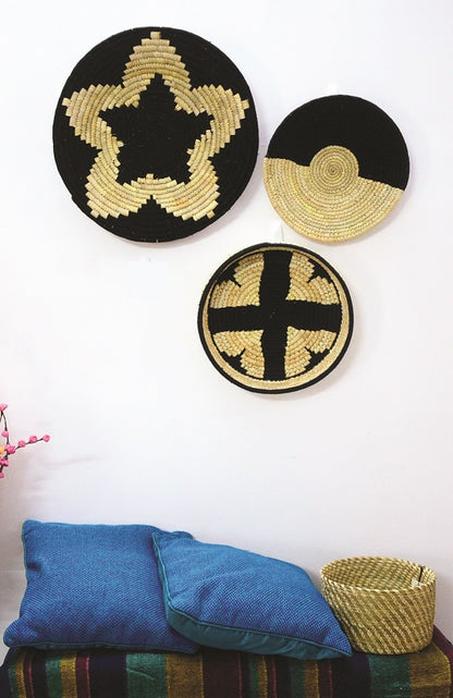 Monochrome Woven Wall Basket - Set of 3 - Home Decor