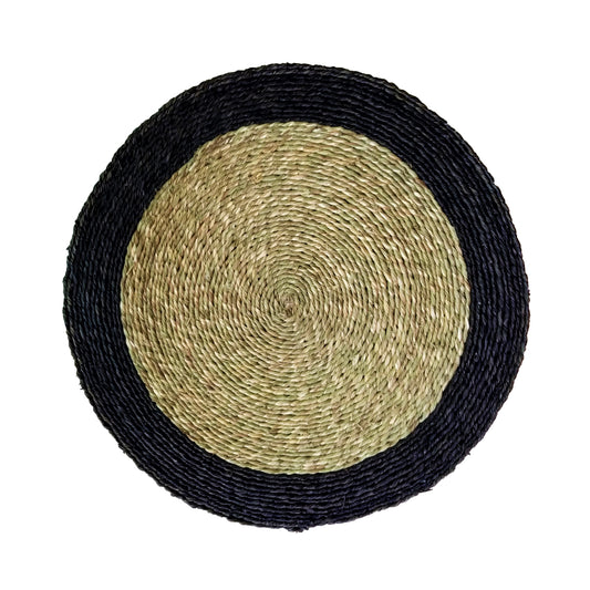 Handwoven Decorative Placemats in Navy Blue and Natural