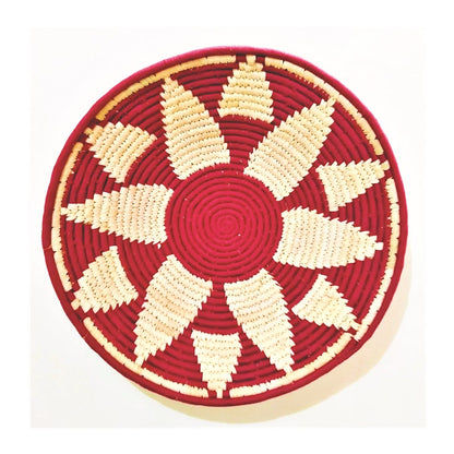 Wall Basket (Set of 3)  in Maroon and Natural